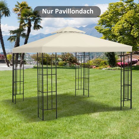 Techo de repuesto para cenador metálico 3x3 m, poliéster 180 g/m², blanco crema, OKWISH (1/5)