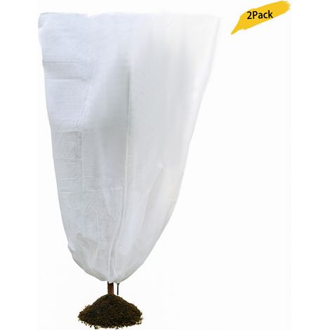 Fundas protectoras reutilizables para plantas, paquete de 2, blancas, tamaño 1,2 x 1,8 m, tela no tejida, abertura amplia con cordón ajustable.