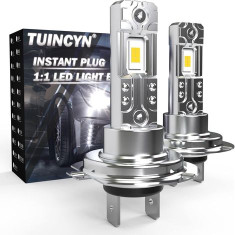 H7 LED Bulbs 55W 12V 12000LM 1:1 6500K White Car Headlights, All-in-One Conversion Kit Low Beam and Fog Light Halogen Replacement Lamps (1/5)