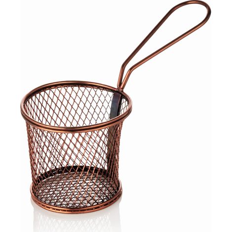 Panier de service et friture rond anse latérale Ø 9,5 cm H 8,5 cm cuivre - Was Germany