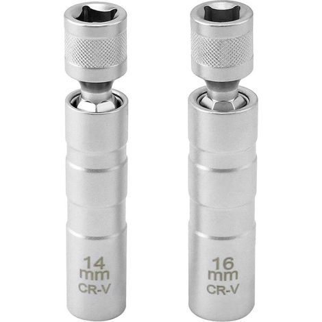 Jeu de 2 Douilles à Bougies Magnétique. 3/8" 12 Points Outil de Retrait de Bougie (14mm & 16mm) (1/5)
