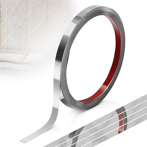 Moulure Autocollante en Acier Inoxydable, Miroir, Argent (1/5)