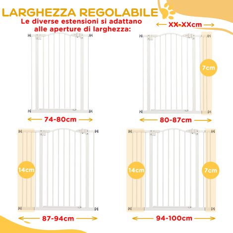 Barrière extensible canine, 4 vis réglables, métal et plastique blanc, 74-100 x 94 cm (1/5)
