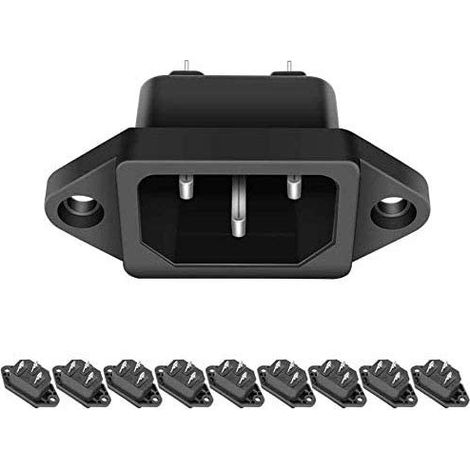 10pcs AC 250 V 10 A IEC 320 C14 Montage sur Panneau connecteur d'alimentation Adaptateur Prise Prise de Courant