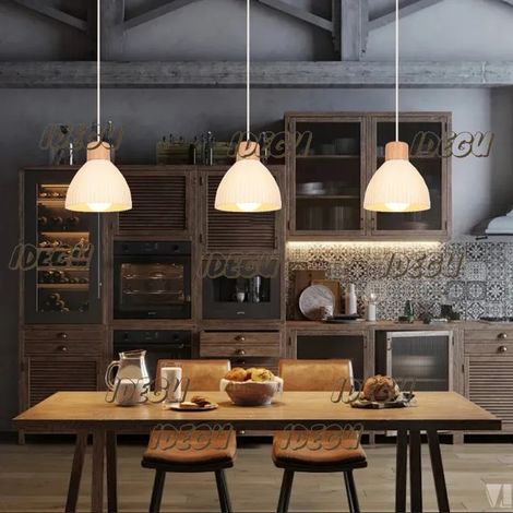 Lampe Suspension - - Moderne - Métal et Bois - Style Vintage - E27, 60W (1/5)