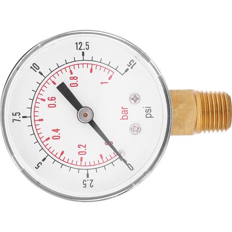 Manomètre miniature basse pression pour carburant, air, huile ou eau 0-15 psi / 0-1 bar BSPT (1/5)