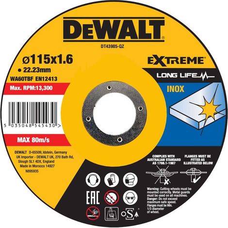 DeWALT Accessoires - Lame circulaire pour acier inoxydable 115x22,23 mm DT43905