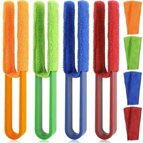 4-teiliges Jalousien-Reinigungsbürsten-Set, 4 Farben, Jalousienreinigungswerkzeuge, Reinigungswerkzeuge für Jalousien und Rollläden mit waschbarem Mikrofaserbezug für Autolüftungsschlitze (1/5)