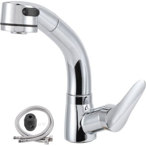 Ausziehbarer Waschtischhahn G1/2 - 360° drehbarer Auslauf, Warm- und Kaltwasser, einfache Installation, zwei Wasserflussmodi.