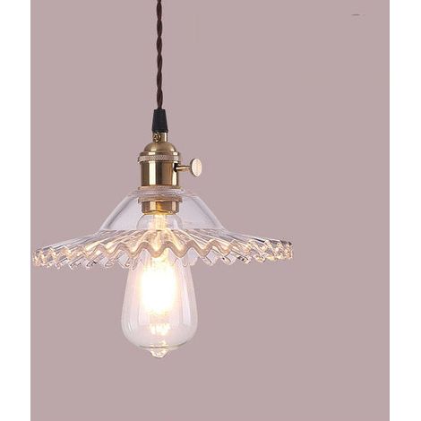 E27 Lampada a sospensione in vetro vintage industriale Lampada a sospensione retrò Lampada a sospensione in vetro retrò Illuminazione a soffitto industriale Lampada a sospensione (vetro trasparente)