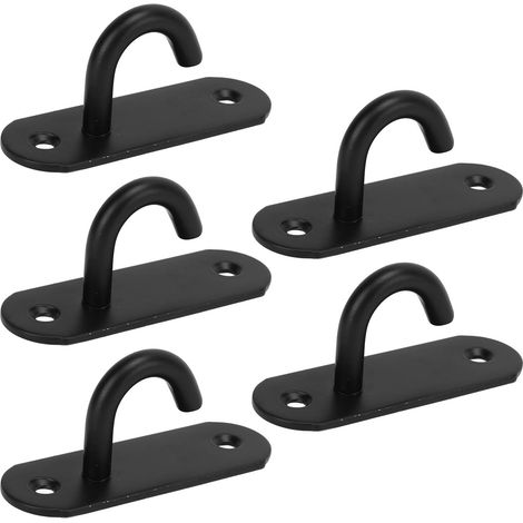 Lot de 5 supports de fixation pour plafond, en acier inoxydable noir épais, avec œillets de suspension pour balançoire. (1/5)