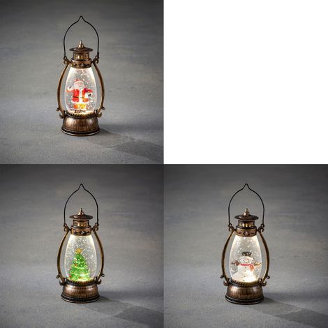 Luca Lightning LED Laterne Weihnachtszenerie 14 cm 3-fach sortiert Einzelne Laterne