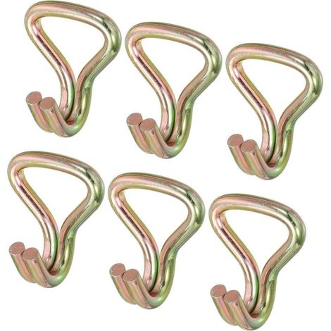 Crochets double J pour sangles d'arrimage de 1,5", capacité de charge de 2 tonnes, lot de 6