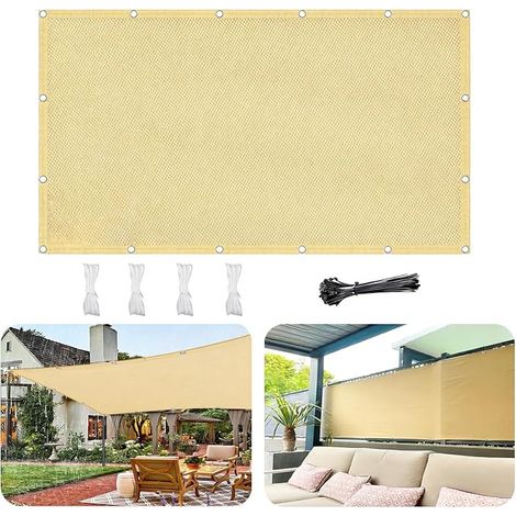 Voile D'ombrage Rectangulaire 1.5X6M Toile Ombrage Rectangulaire Bâche Dombrages,Pare-Soleil Jardin Balcon Toiles Ombrages UV Protection pour Patio Terrasse Extérieur avec Oeillets et Cordons (1/5)