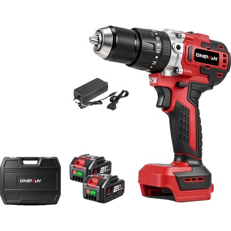 Trapano elettrico con motore brushless, compatibile con batterie, set con 2 vani batteria. (1/2)