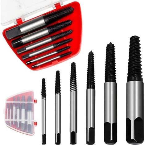 Coffret d'extracteurs de vis 6 pièces - Outils professionnels en acier trempé pour vis, tuyaux et boulons, tailles M3 à M25 (1/5)