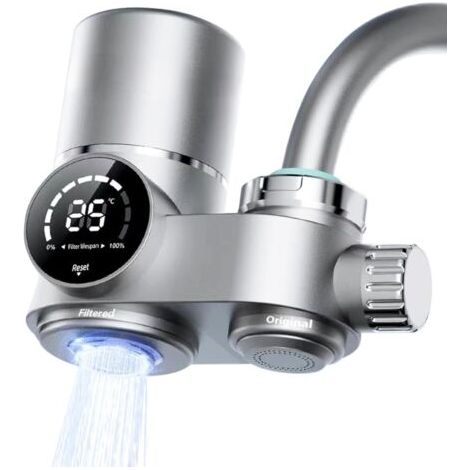 Tap water filter with UV light and LED display, tap water purifier, tap water filter