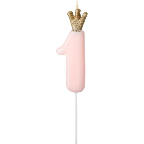 Bougie d'anniversaire chiffre 1 Rose clair 9,5 cm (1/3)
