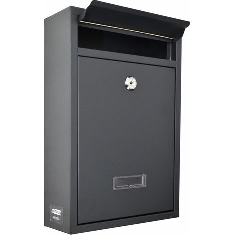 Kompakter Briefkasten aus Stahl, Anthrazit, 215x320x85mm