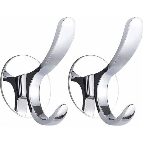 Gancho de pared para abrigos y toallas, acero inoxidable pulido, ideal para abrigos, batas de baño y toallas de cocina. Instalación segura en la pared. Color plata. Paquete de 2 unidades. (1/5)