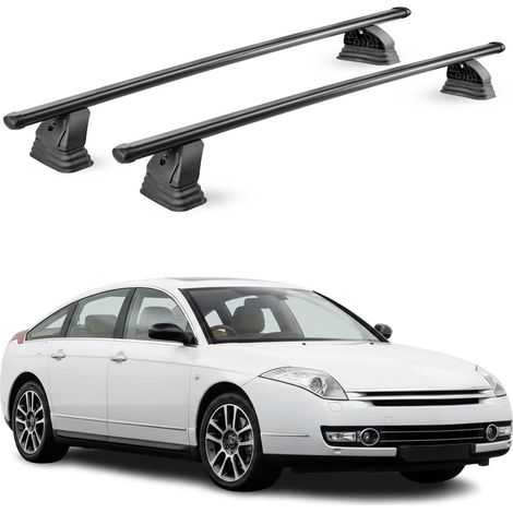 OMAC Stahl Dachträger Querträger Citroen C6 2006-2012 – TÜV / DIN 75302:2019 – Abschließbar – Max. 75 kg – 2 Stangen – Schwarz (1/5)