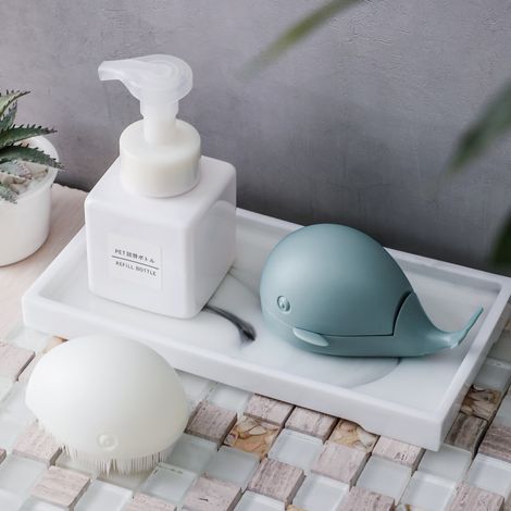 Brosse de nettoyage pour vêtements, poils doux, forme de baleine mignonne, brosse portable pour chaussures, idéale pour la maison et les voyages (blanche) (1/4)