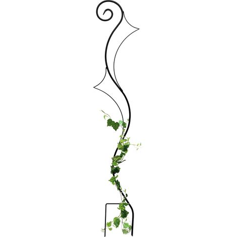 Dandibo – Treillis jardin métal noir 145 cm – Surface pulvérisée anti-rouille – Aide à l'escalade pour plantes grimpantes – Monté prêt à l'emploi