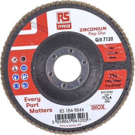 Disque abrasif RS PRO, P120, Ø 115mm ( Prix pour Paquet de 5 ) (1/3)