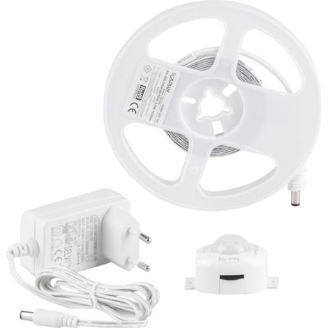 Kit striscia LED 2m 12V 4000K alimentatore PIR IP20 Polux (1/5)