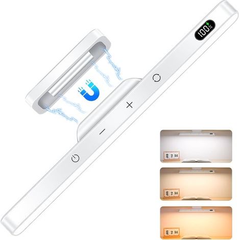 Barre lumineuse LED avec télécommande, 2500 mAh, applique murale confortable pour miroir, 3 températures de couleur, barre lumineuse magnétique à commande par bouton pour armoire, placard, salle de ba (1/3)