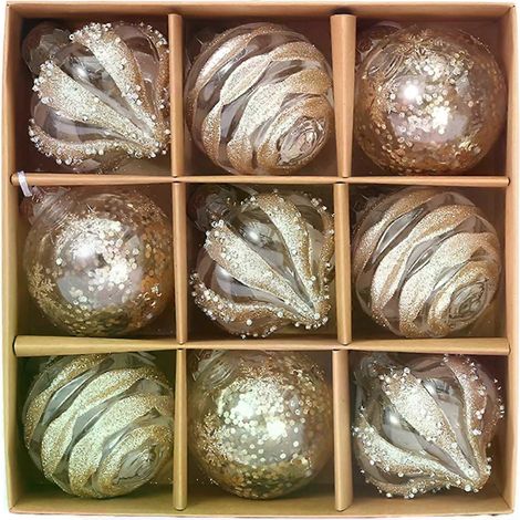 9 Stück 8 cm große Weihnachtskugeln, Christbaumschmuck, Hängekugeln, Dekoration für Zuhause, Partys, Silvester und Weihnachten (1/4)