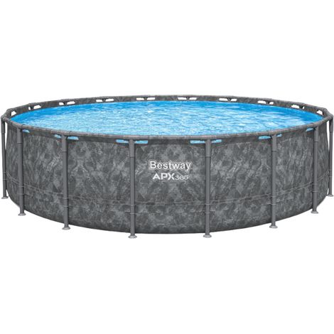 Bestway Piscine hors sol tubulaire ronde Bestway Power Steel APX 365 - 610 x 132 cm gris foncé