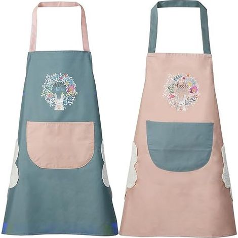 2 Pièces Tablier de cuisine pour femme avec poches pour essuyer les mains, grande poche, essuyage à la main, imperméable pour la cuisine et la pâtisserie (1/5)