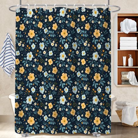 Rideau de douche tissu polyester 180x180 pratique rideau étanche pour mur irrégulier (1/5)
