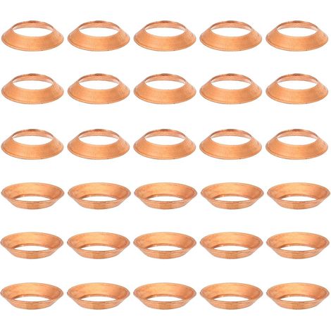 Flared Gasket, 30 Pieces Suitable for Copper Flared Pipe Fittings 45 Degree 3/8" Tube Size for Air Conditioner Refrigeration Accessories (1/5)