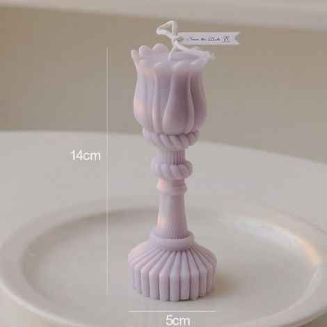 Bougie Parfumée en Forme de Tulipe, Romantique et Raffinée, Aromathérapie Cadeau pour Maison, Chambre, Décoration Mariage, Violet (Lavande Française) (1/4)