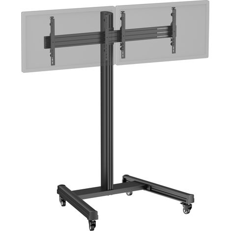 Support TV sur roulettes - 2 écrans 43'' - 49'' Hauteur 175cm noir (1/3)