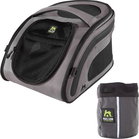 Maelson Snuggle Kennel anthrazit 48 cm + Treatee Mag Pouch - Transportbox und Leckerli-Tasche