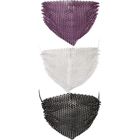 3pièces Masque Fashionable Avec Strass De Masque Filet Unique Pour Fête Et Soirée (1/5)