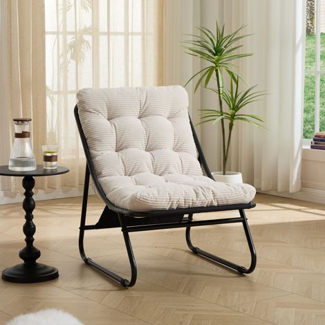 meuble jardin fauteuil avec ottoman acier blanc OKMYHOME (1/5)