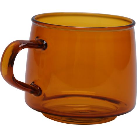 Tasse à café en verre ambré de 350 ml avec anse, résistante aux hautes températures, idéale pour la maison et les cafés.