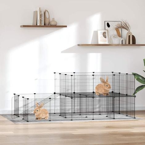 Cage pour animaux de compagnie 44 pièces avec porte, noire, 35x35 cm