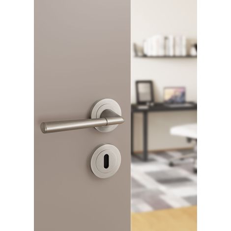 Poignée de porte DH81, Erni, Basic Line, plaque ronde, noir super mat