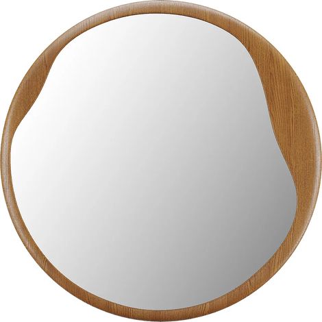 Miroir rond en bois d'hévéa - D. 60 cm - Naturel - FUJIAN (1/3)