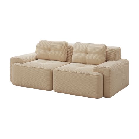 Canapé modulable sans structure velours côtelé beige nuage multi-fonctions (1/5)