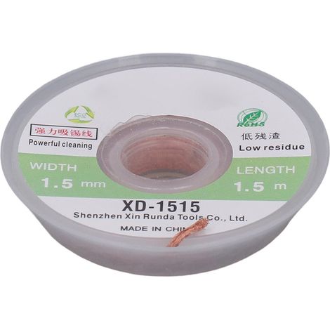 mèches à dessouder en cuivre, faible résidu, sans nettoyage, largeur 1,5 mm, longueur 1,5 m (1/5)