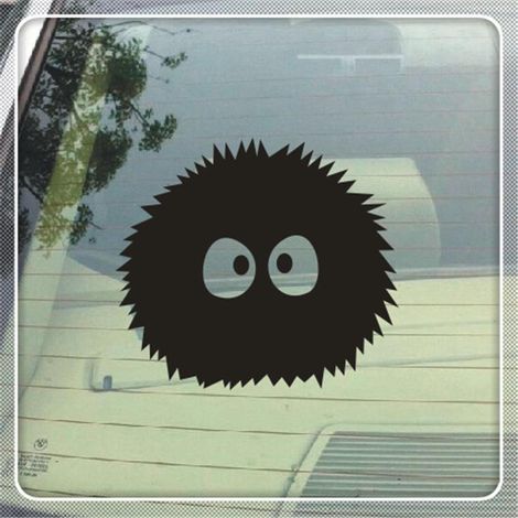 Autocollant voiture Totoro Laputa x4, décalcomanie noire et blanche, sticker auto film adhésif noir blanc, kit déco véhicule 4 pièces, accessoire auto original (1/5)