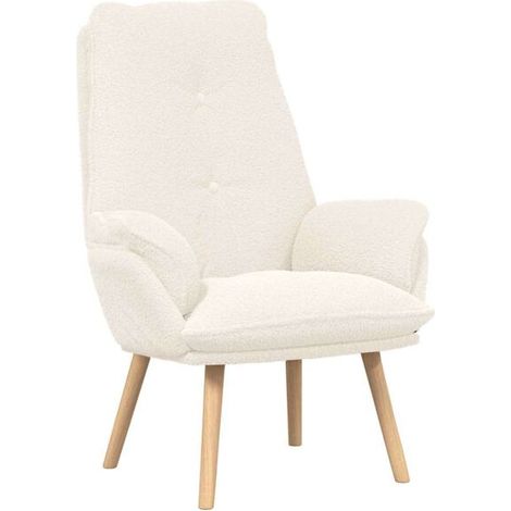 Fauteuil beige, dimensions : 69 x 74 x 93 cm, revêtement en velours sherpa. (1/5)