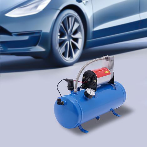 YISSALE -12 V Compresseur d'air avec réservoir 6 L, Compresseur d'air pour voiture, Système de compresseur d'air intégré, 100 Psi, pour Klaxon pneumatique, gonflage des pneus (1/5)