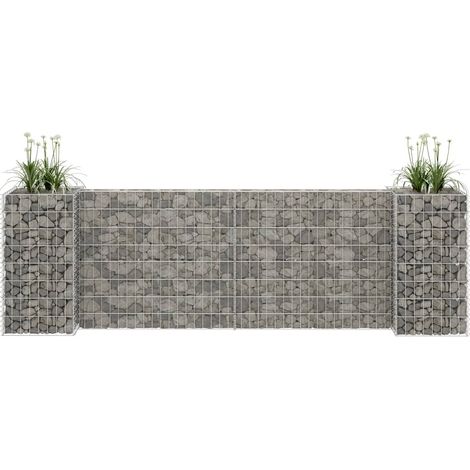Jardinera de gaviones forma de H alambre de acero 260x40x80 cm vidaXL (1/2)